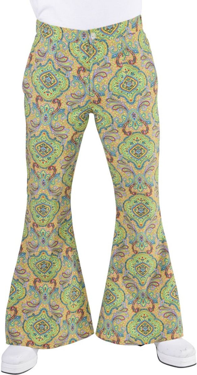 Hippie Kostuum | Ouderwets Behang Hippie Broek Man | Large | Carnaval kostuum | Verkleedkleding